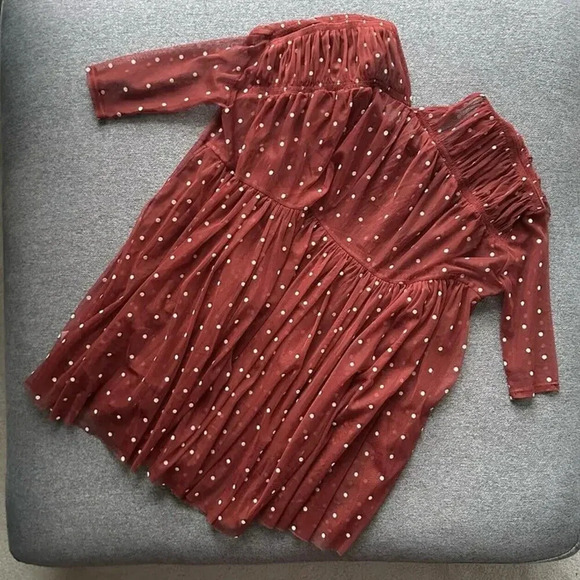 Free People Saya Polka Dot Sheer Mesh Tulle Baby Doll Tunic Top XS - Picture 7 of 9